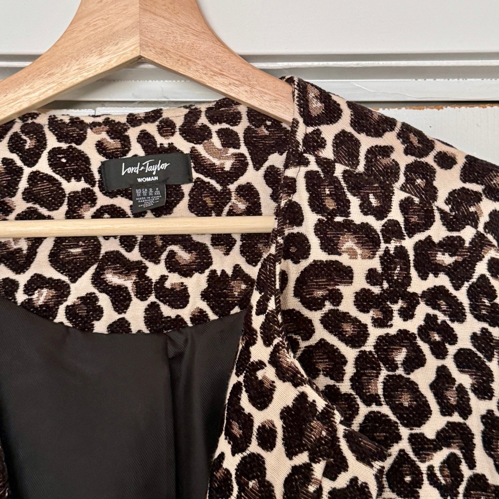 Lord & Taylor Leopard Print Open Jacket – 1X – Statement Blazer Coat - Picture 2 of 5